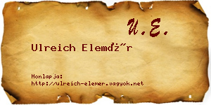 Ulreich Elemér névjegykártya